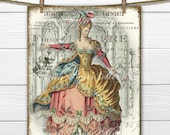 Vintage French Fashion Digital Collage, Marie Antoinette Download, 18th Century French Fashion Digital Sheet