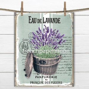 French Lavender, Digital, Farmhouse Lavender Basket, French Country Lavender, Lavender Home Decor, Image Transfer, Digital Download, PNG