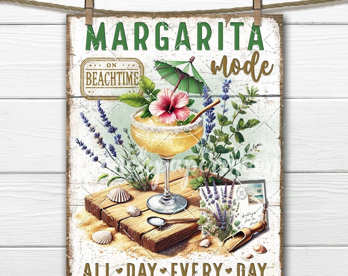 Margarita Mode Summer Drink Beach PNG Sublimation DIY Sign Fabric Transfer Tiered Tray Decor, Heat Press, Lavender Postcard, Summertime