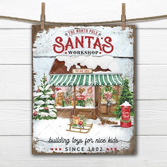 Santa's Workshop, North Pole Toy Shop, Old Fashioned Xmas Toys