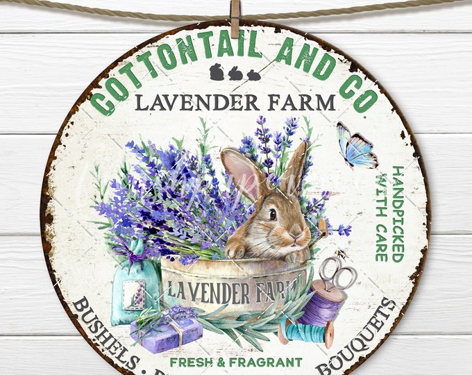 8 inch round Farmhouse DIY Lavender Market Circle Sublimation Bunny DIY Sign Making Design Wreath Accent, PNG Door Hanger Spring Home Decor