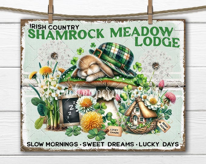 St Patrick's Day Shamrock Bunny DIY Signs Decoupage Tissue Paper Fabric Transfer Irish Decor