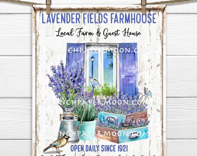 Lavender Farmhouse, Digital, Lavender Market, DIY Lavender Sign, Tiered Tray Decor, DIY Sign Making, Image Transfer, Wreath Accent, PNG