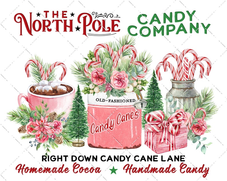 North Pole Candy Cane Company Pink Christmas Cocoa Sweets - Etsy