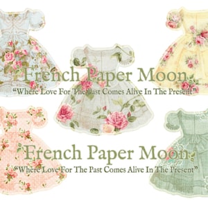 Shabby-chique bloemenjurk, vintage bloemenbehangjurken, jurken met clipart, papieren jurk, afdrukbare jurk, jurk gestanst, scrapbooking-jurken