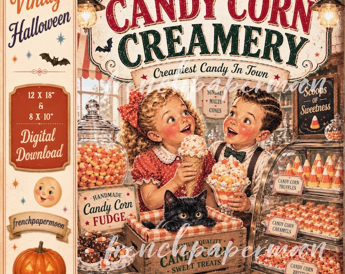 Retro Halloween Candy Corn Printable, DIY Sign, Digital, Wall Art, Shelf Sitter, Crafts