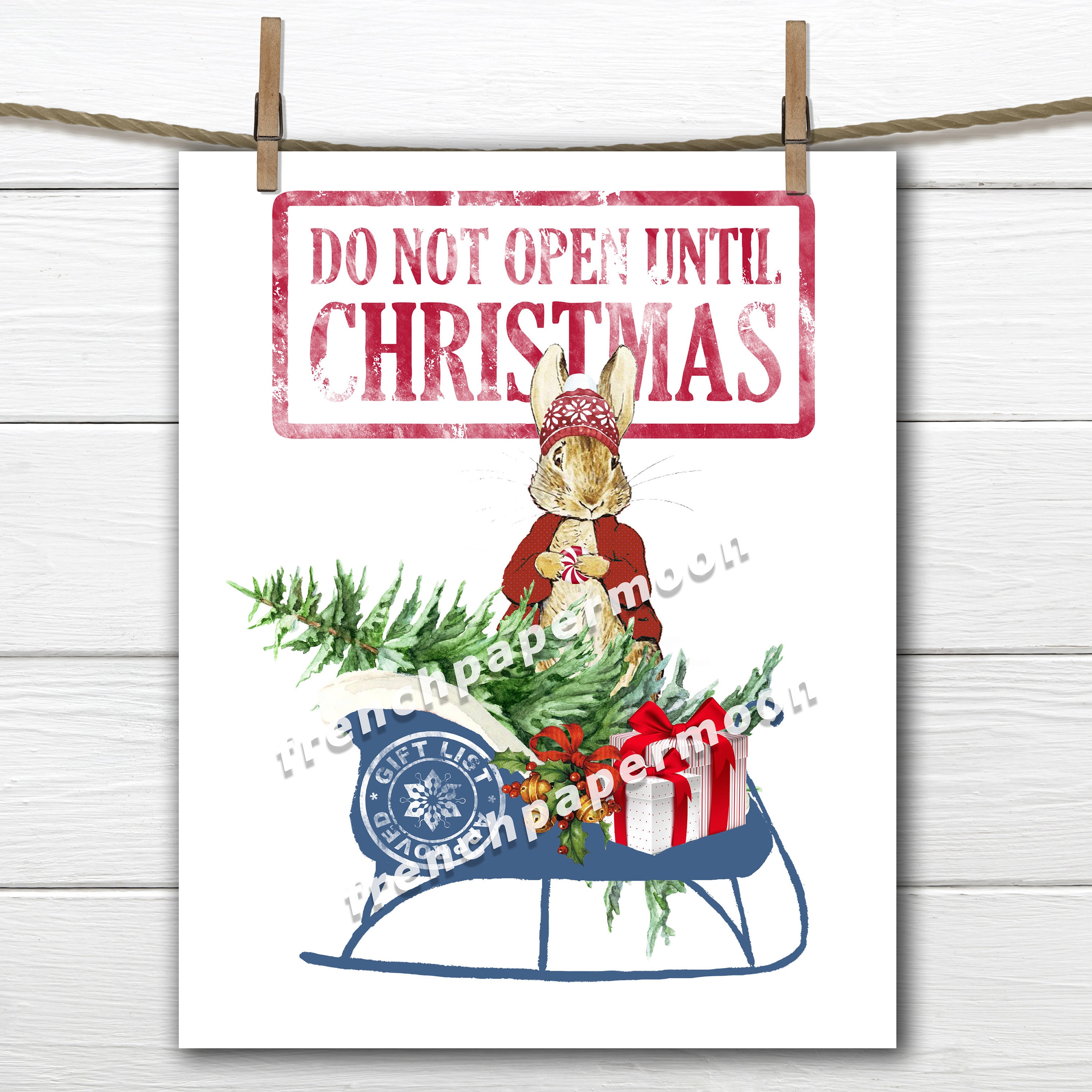 Beatrix Potter Christmas Bunnies Handmade Christmas Card