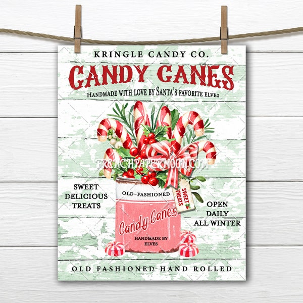 Old Fashioned Candy Cane, Digital, Kringle Candy Cane, DIY Christmas Sign, Xmas Home Decor,Fabric Transfer, Wreath Accent, Crafts