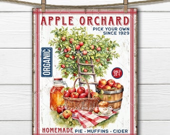 Farmhouse Apple Orchard Picnic Basket Cider Tree DIY Sign Making Fabric Transfer Wreath Accent Tiered Tray Decor Digital Download Home Decor