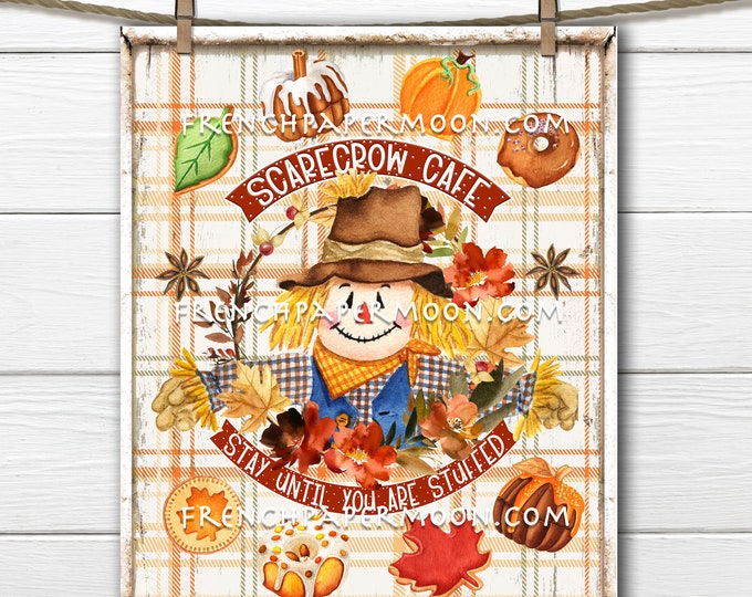 Fall cafe, Autumn Sweets, Fall Cookies, Scarecrow Cafe, DIY Fall Sign, Wreath Attachment, Tiered Tray Decor, Wall Print, Image Transfer, PNG