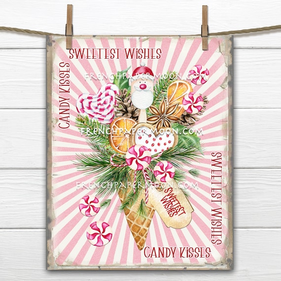Pink Christmas Candy Digital, Christmas Sweets, Candy Bouquet, DIY Xmas Sign, Pillow Image, Wreath Decor, Wreath Attachment, Print, PNG