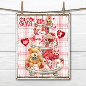 Valentine Tiered Tray Digital Print, DIY Valentine Sign, Valentine Sweets, Treats, Home Decor, Crafts, Wall Decor, Fabric Transfer, PNG