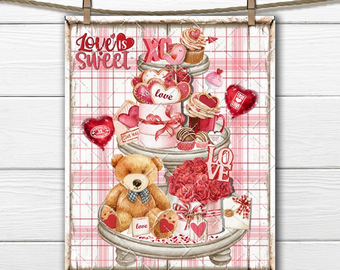 Valentine Tiered Tray Digital Print, DIY Valentine Sign, Valentine Sweets, Treats, Home Decor, Crafts, Wall Decor, Fabric Transfer, PNG