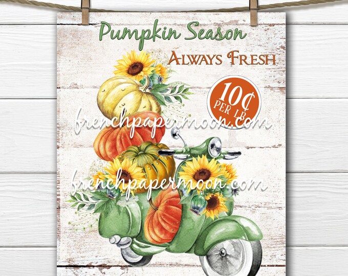 Pumpkin Scooter Digital, Sunflowers, Pumpkin Delivery, Pumpkin Season, Fun Fall Graphic, Pumpkin Pillow Image, Download, Transparent, Wood