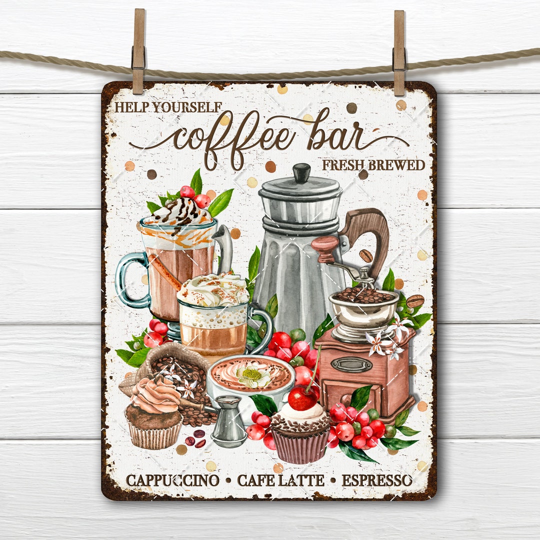 Farmhouse Kitchen Coffee Bar DIY Coffee Sign Coffee Drink Coffee Beans