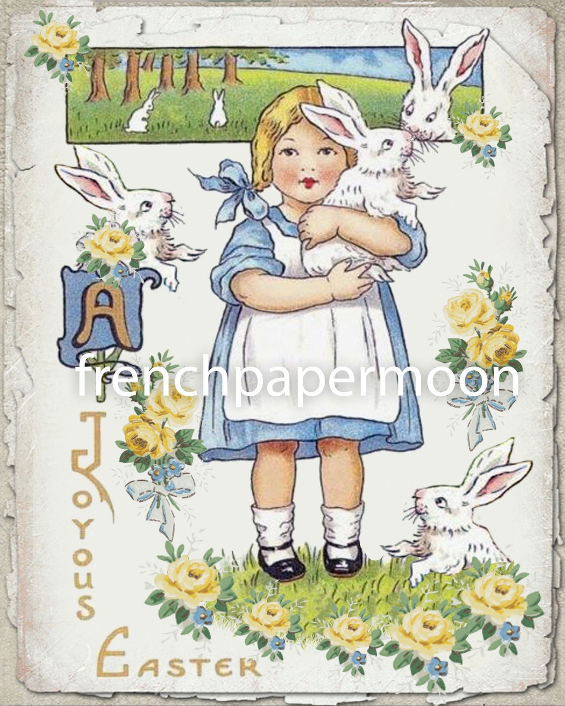 Adorable Easter Bunny Girl Printable Digital Easter Graphic | Etsy
