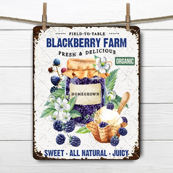 Brombeer Farm, Brombeermarmelade, Brombeeren, Brombeermarmelade, DIY Schild, Stofftransfer, Tablett, Deko, Kranz, Digitaldruck