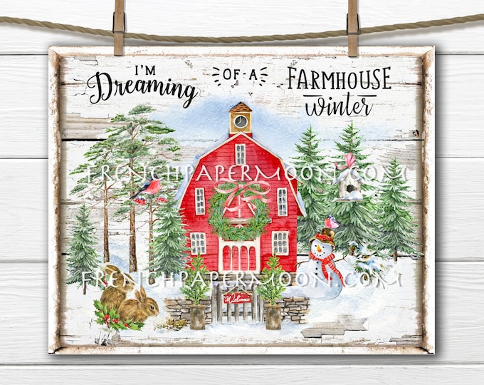 Farmhouse Christmas Red Barn Snowman Pine Trees Winter Bunnies DIY Sign Making Fabric Transfer Tiered tray Decor Wreath Accent Digital PNG