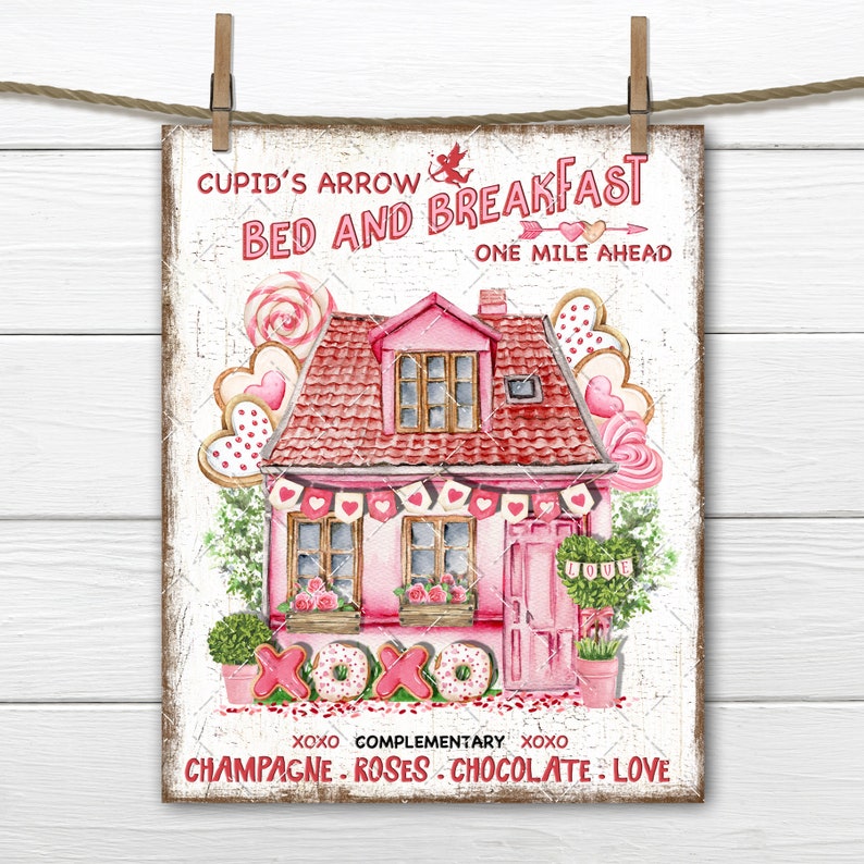 Cupids Bed and Breakfast DIY Valentine Sign Pink House Etsy