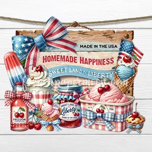 Letrero de madera del 4 de julio, transferencia por sublimación PNG, decoración de pared para el Día de la Independencia, bricolaje, hecho en EE. UU., dulces, decoupage, tabla de cortar, prensa de calor, manualidades