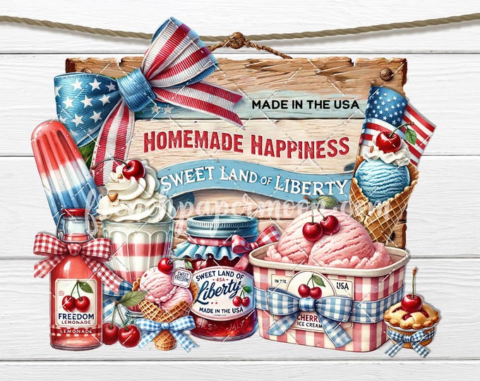 4th of July Wood Sign PNG Sublimation Transfer Independence Day Wall Decor DIY Made in USA Sweets Decoupage Cutting Board Heat Press Crafts