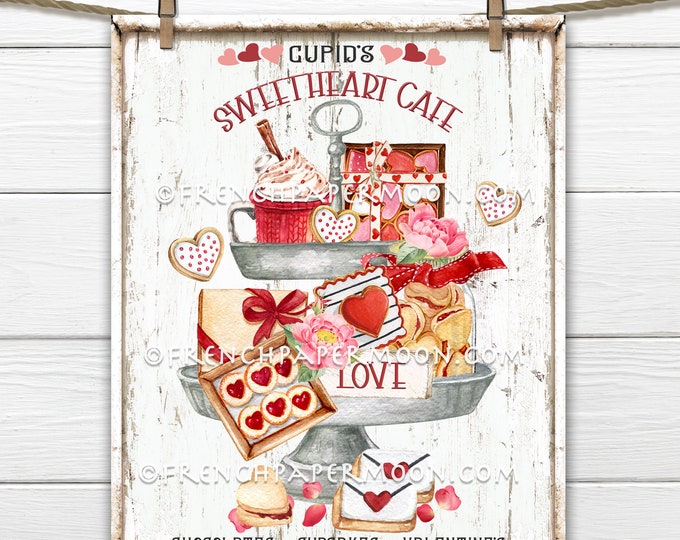 Valentine Confectionary, Valentine Tiered Tray, DIY Valentine Sign, Cookies, Cupid Cafe, Pillow Image, Wreath Decor, Valentine Decor, Wood