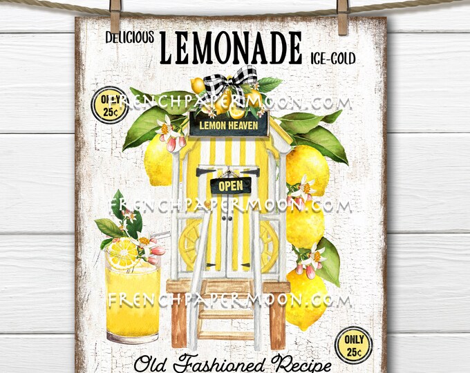 Lemonade Stand, Fresh Squeezed, Farmhouse Lemons, DIY Lemonade Sign, Fabric Transfer, Tiered Tray Decor, Wreath Attachment, PNG, Wood