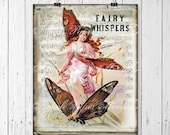 Vintage Digital Fairy , Vintage Fall Fairy, Vintage Autumn Fairy, Shabby Fairy Instant Download Printable, Girls Room