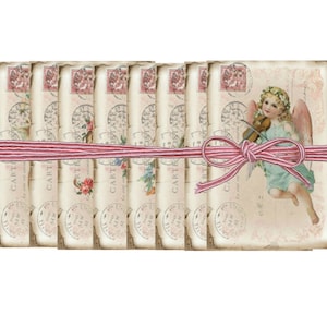 Digital Vintage Cherubs, ATC Valentine Sheet, French Graphics, Shabby Valentine Printable Download