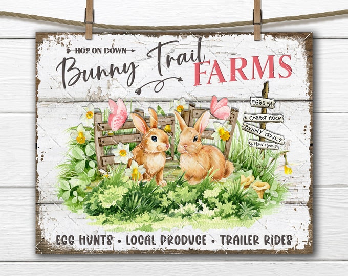 Bunny Farm Cute Easter Rabbits Meadow Daffodils DIY Sign Making Fabric Transfer Tiered Tray Decor Digital Download Wreath Accent Home Decor