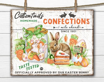 Cottontail Confections Easter Bakery Carrot Cake Cookie Bunny DIY Sign Making Fabric Transfer Tiered Tray Home Decor Print Wreath Accent PNG