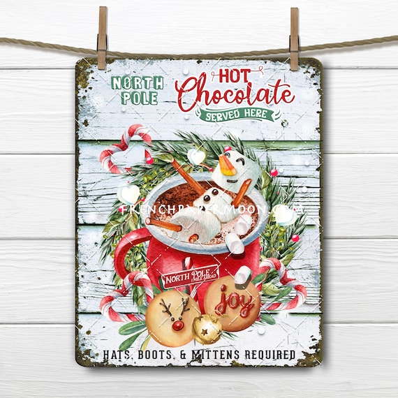 北極ホットチョコレート、マシュマロスノーマン、ホットココア、冬の