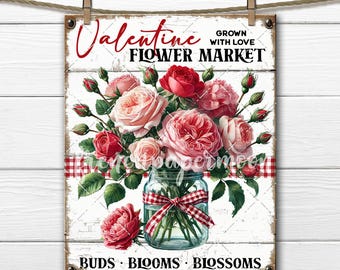 Valentine Flower Market Old-fashioned Country Roses Digital PNG Sublimation