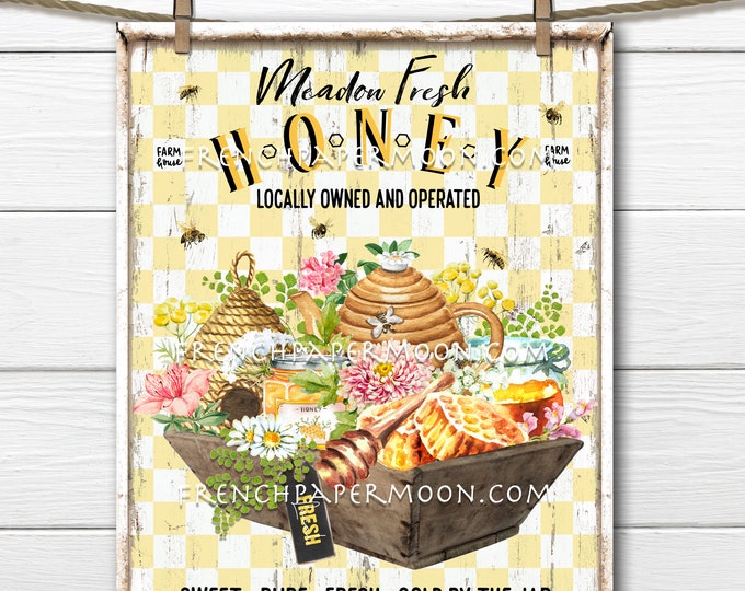 Farmhouse Honey, Honeybee Farm, Honey Market, Beehive, Honey Jars, DIY Honey Sign, Wreath Accent, Image Transfer, Tiered Tray Sign, PNG