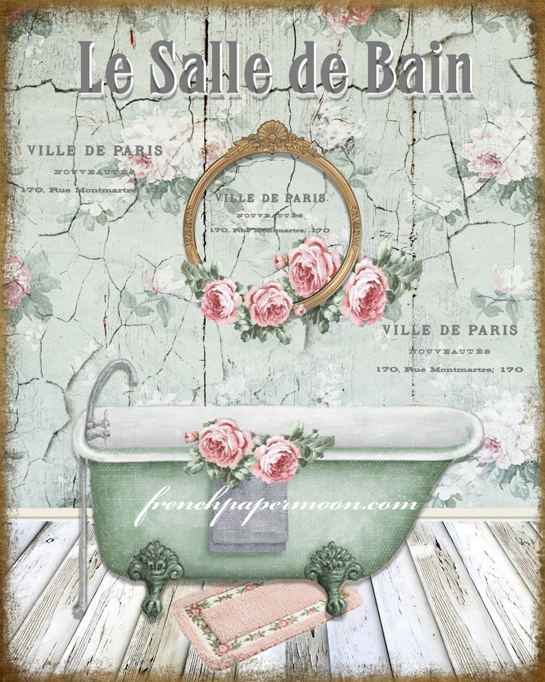 Victorian Bath Graphic Shabby French Bathroom Print Etsy Australia