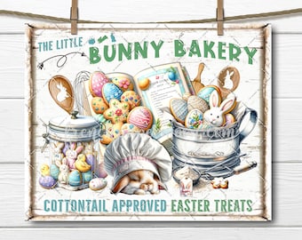 Easter Bunny Bakery Cottontail Treats sweets Digital DIY Sign PNG DTF Transfer Tiered Tray Decor Crafts Wreath Accent Print Sublimation Gift