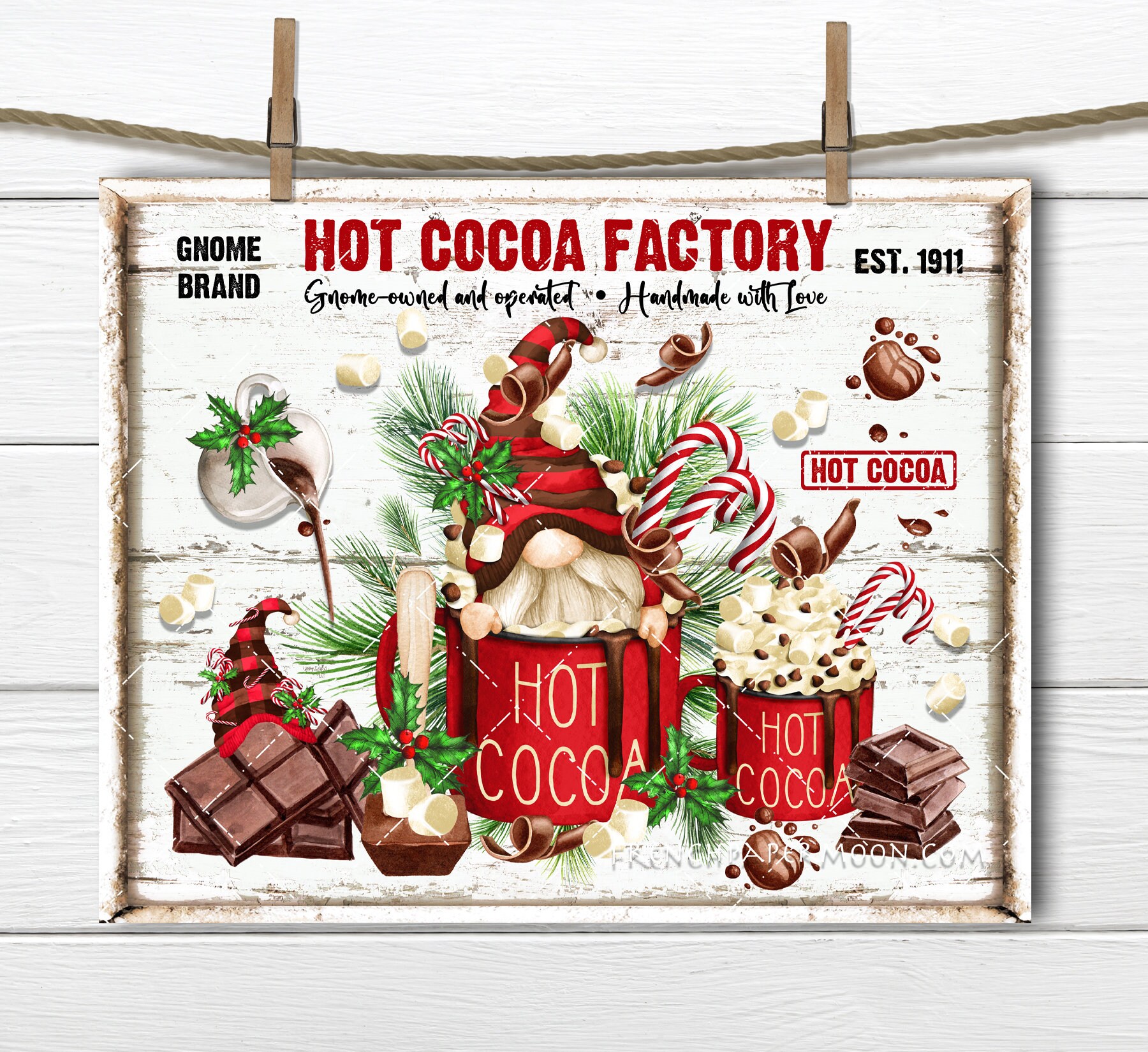 Hot Cocoa Bar 3 Pieces Christmas Hot Cocoa Bar Supplies Red Hot Cocoa Sign  Wooden Hot Chocolate Bar Sign Vintage Hot Cocoa Stand Prop Xmas Plaque Sign