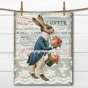 French Vintage Easter Rabbit Large Image Instant Digital Download ...