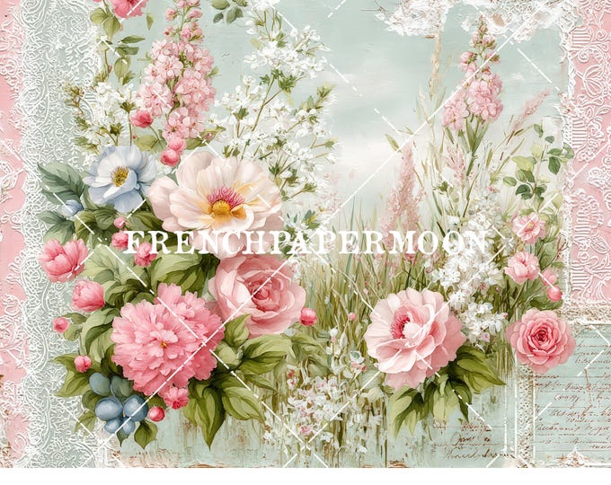 Shabby Chic Junk Journal Spring Meadow Vintage scrapbook Printable paper kit (Digital Download)