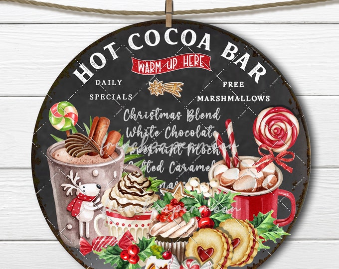 Christmas Hot Cocoa Circle Sublimation Hot Drinks Sweets Cupcake Gingerbread Digital DIY Sign Making Fabric Transfer, Wreath Accent 8x8 inch