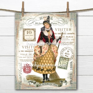 Vintage Witch Digital Print, Halloween Witch, Antique Witch, Black Cat, French Ephemera Witch, Halloween Graphic, Pillow Image, Transparent