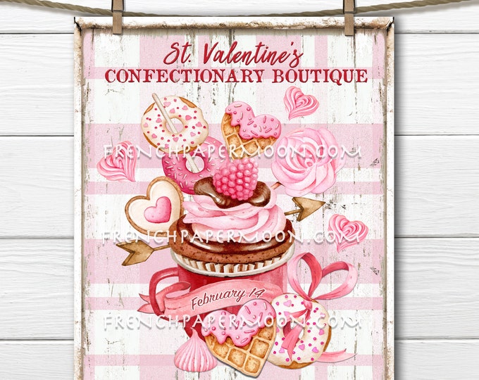 Valentine Confectionary Valentine Sweets Treats Pink Valentine Mug Cupcake DIY Sign Making Fabric Transfer Wreath Accent Tiered Tray Decor