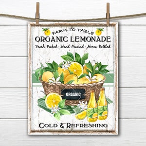 Lemonade DIY Sign, Lemon Basket, Lemonade Bottle, Homemade, Farmhouse, Tiered Tray Decor, Fabric Transfer, Wreath Accent, Digital Print, PNG