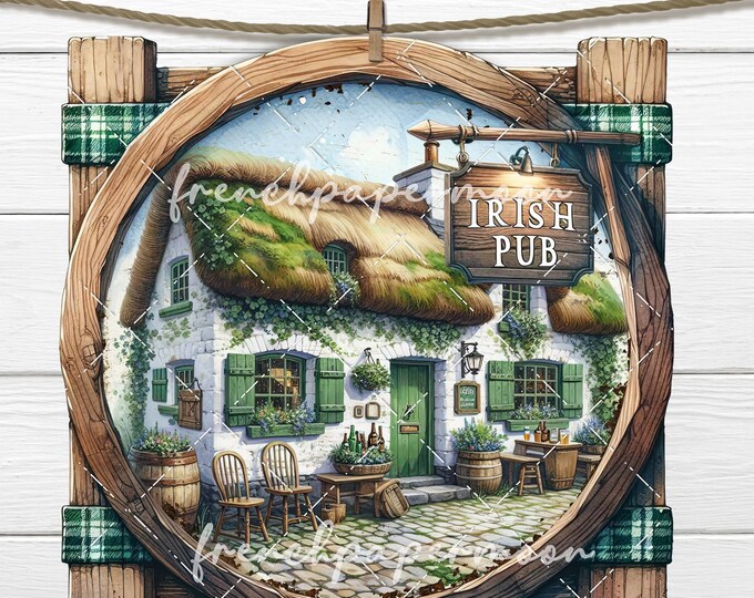 Rustic St Patrick's Day Pub PNG Digital File Square Irish Plaid Festive, Sublimation, DIY Sign Tiered Tray Decor, Wreath Accent Door Hanger