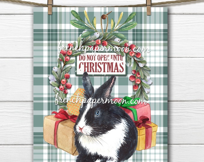 Christmas Bunny Digital Sign, Xmas Bunny Graphic, Wreath, Gifts, Pillow Image, Plaid, DIY Christmas, Bunny lover Xmas, Transparent