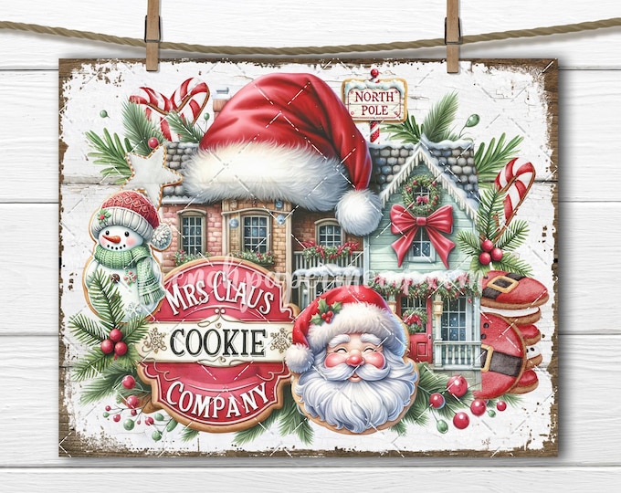 Old Fashioned Christmas Cookie Bakery North Pole PNG Sublimation Digital DIY Crafts