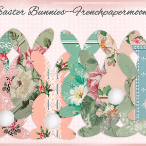 Vintage Wallpaper Bunnies, DIY Easter Bunny Garland, Floral Bunnies, Scrapbook Bunny Cut-outs, Scrapbook Bunnies, Easter Decor