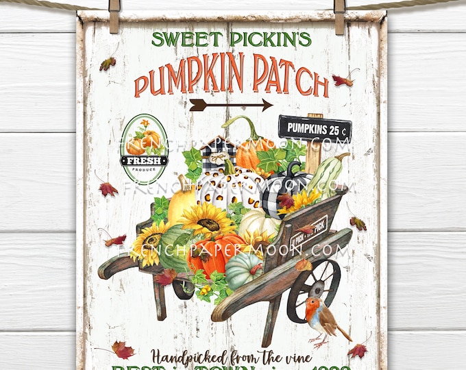 Pumpkin Patch Wheelbarrow, Harvest, Plaid Pumpkins, Pumpkins for sale, DIY Pumpkin Sign, Image Transfer, Wreath Accent, Tiered Tray Decor