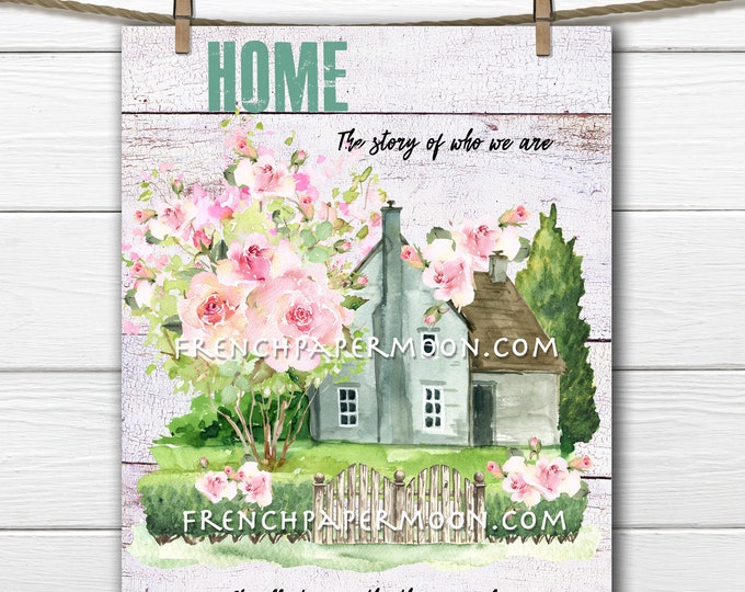 Spring Cottage, Farmhouse, Home, Cottage Garden, DIY Spring Sign, Spring Garden, Pillow Decor, Wreath Attachment, Wood, PNG, Home Decor