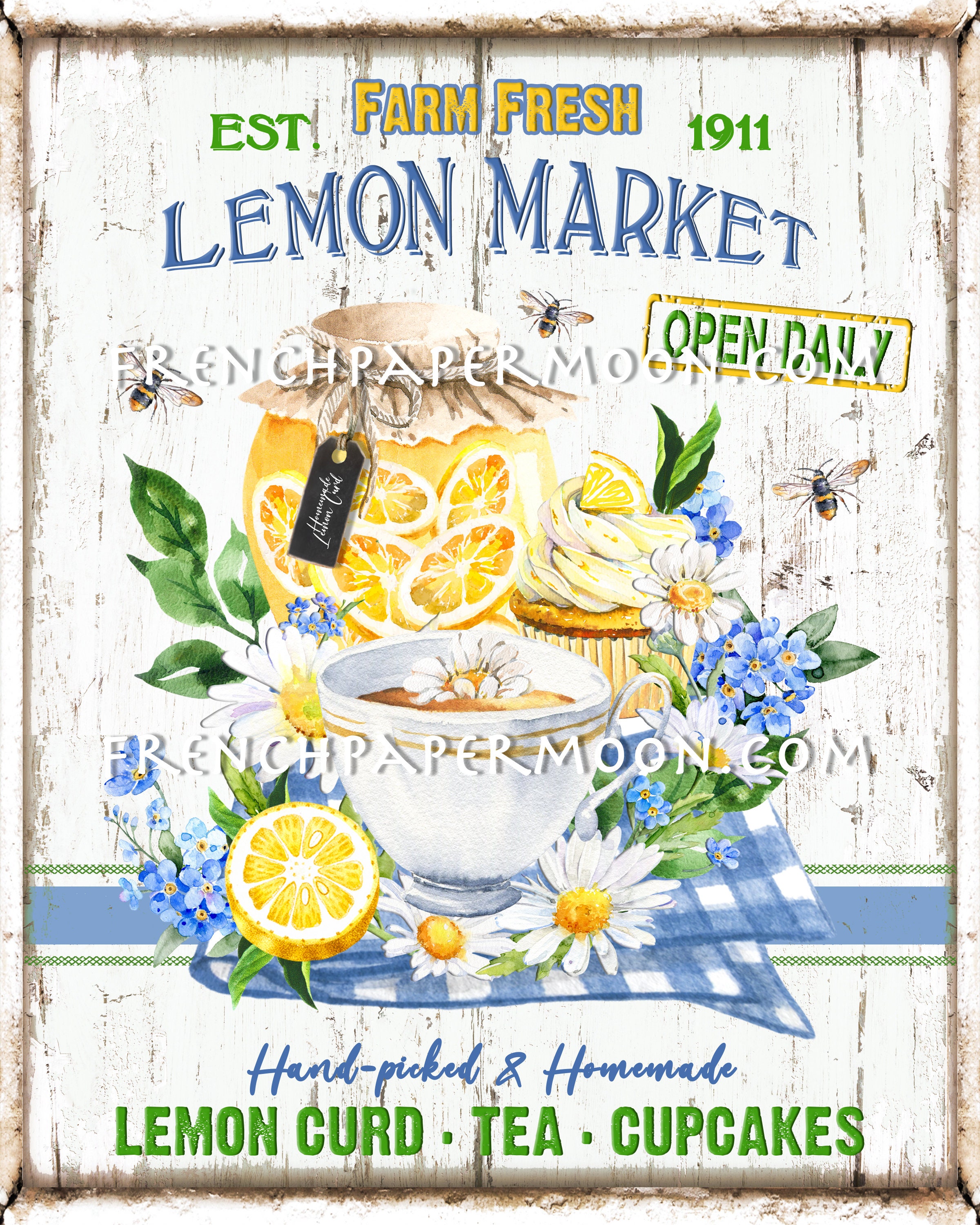 Farm Fresh Lemons, Farm Fresh Tote Bag, Lemon Gift, Lemon Print